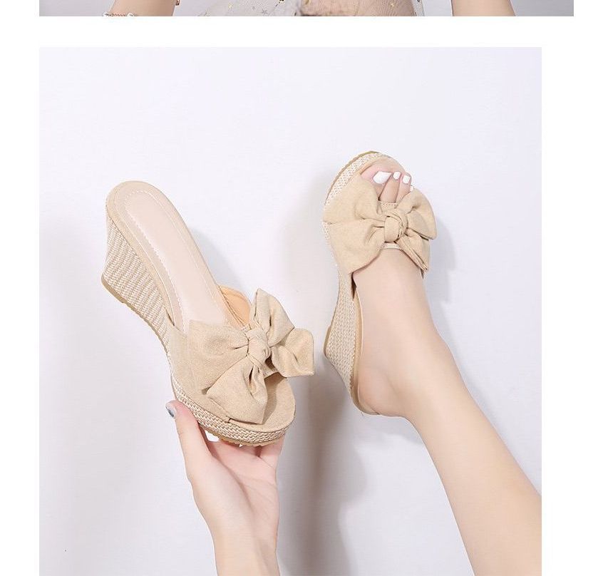 Espadrille Slide Bow Wedge Sandals Heel