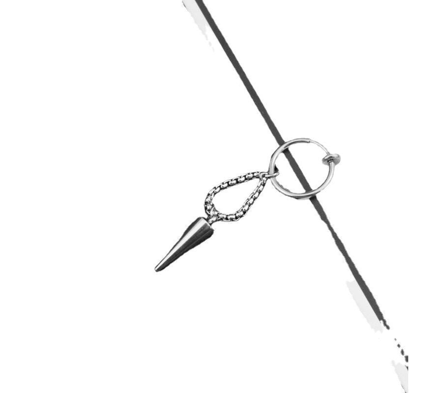 Stud Chain Asymmetrical Stainless Steel Dangle Earring