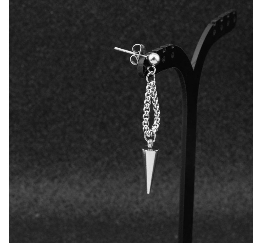 Stud Chain Asymmetrical Stainless Steel Dangle Earring