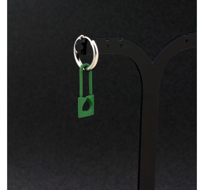 Unisex Lock Asymmetrical Stainless-Steel Dangle Earring