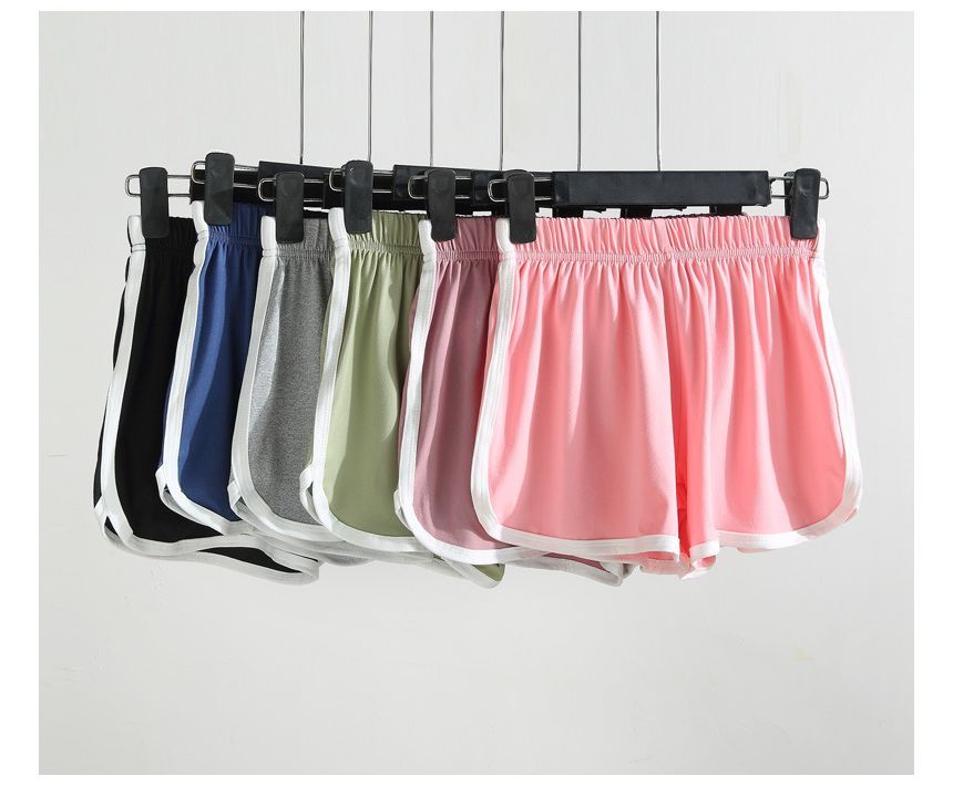 Waist Sweat Contrast Elastic Shorts Trim