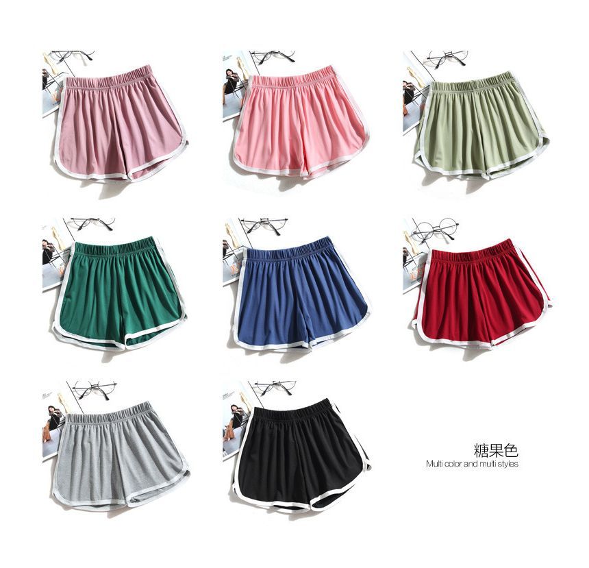 Waist Sweat Contrast Elastic Shorts Trim