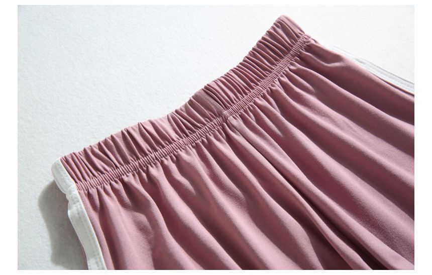 Waist Sweat Contrast Elastic Shorts Trim