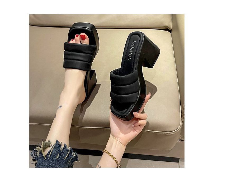 Platform Square-Toe Sandals Slide