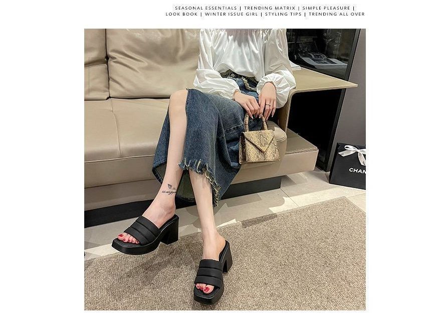 Platform Square-Toe Sandals Slide