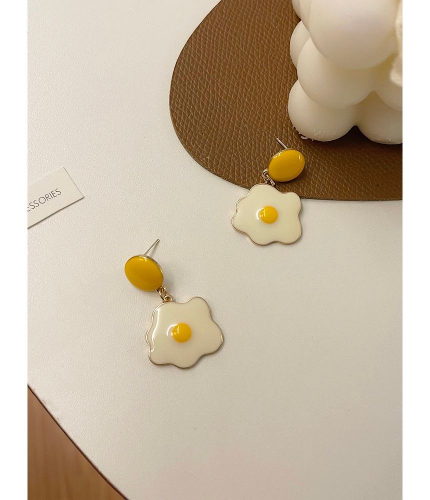 Fried Earring Glaze Drop Egg Alloy