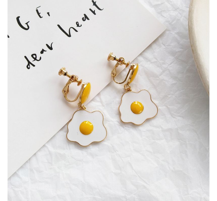 Fried Earring Glaze Drop Egg Alloy