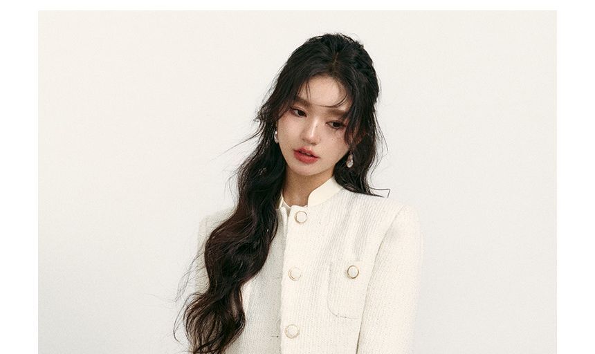 Plain Tweed Button Jacket