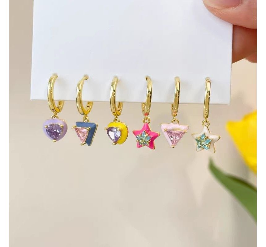Set Earring Dangle Designs) 6: Alloy Star of (Various
