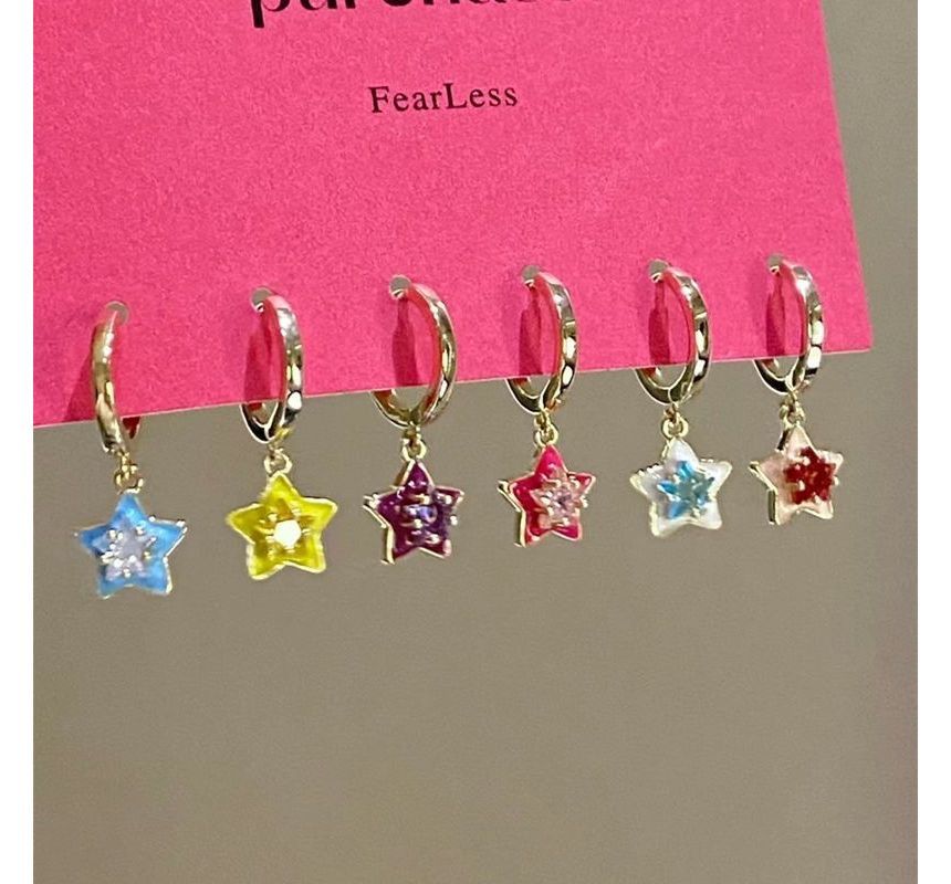 Set Earring Dangle Designs) 6: Alloy Star of (Various