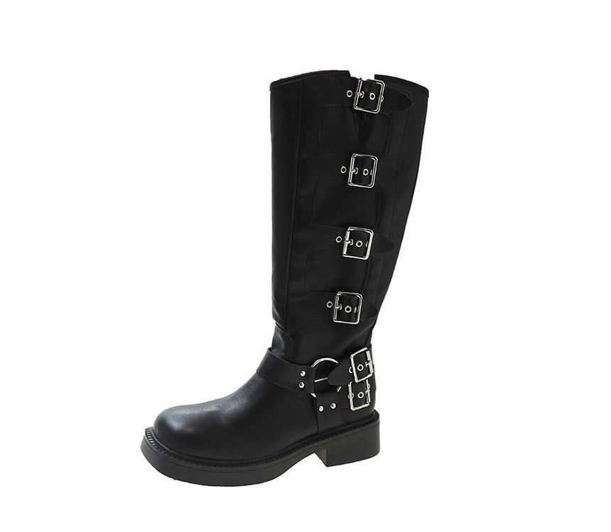 Platform Multi-Buckle Boots High Knee