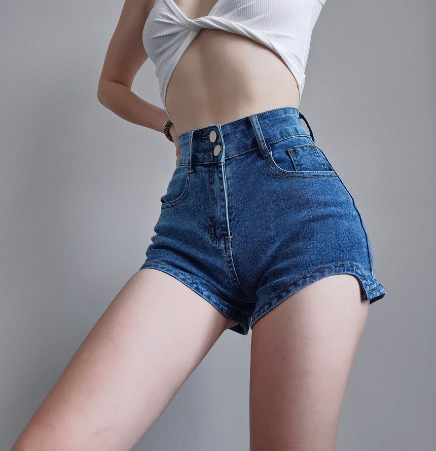 High Waist Denim Hot Pants