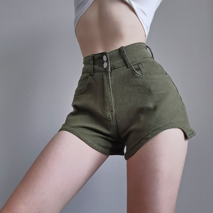 High Waist Denim Hot Pants