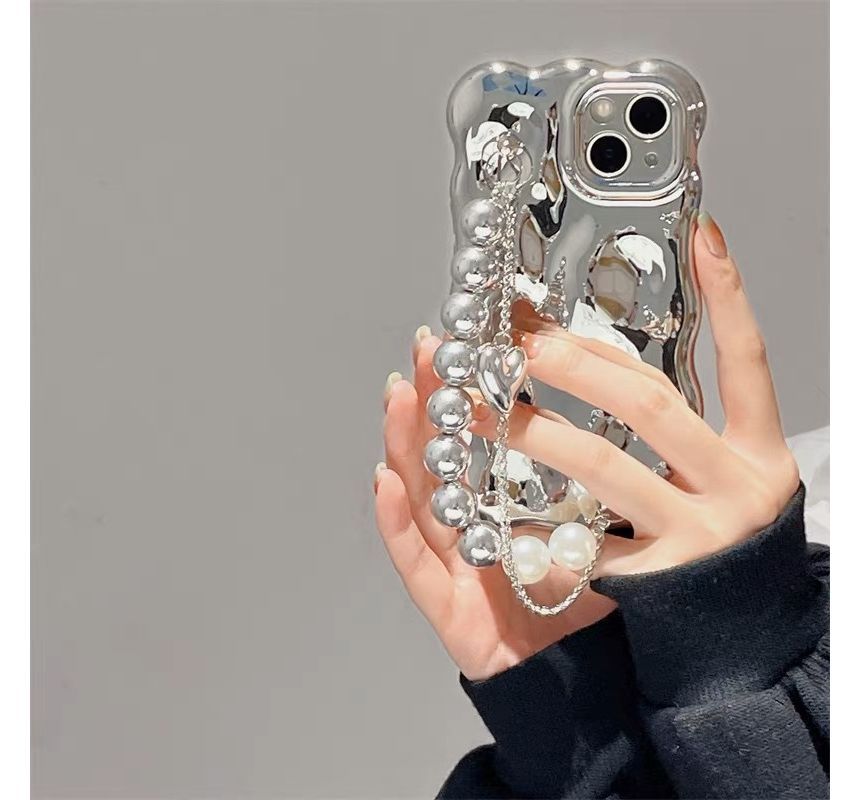 Strap Case Pearl Faux Phone Metallic