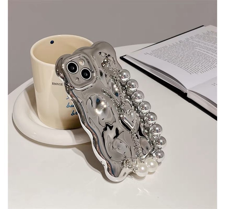 Strap Case Pearl Faux Phone Metallic