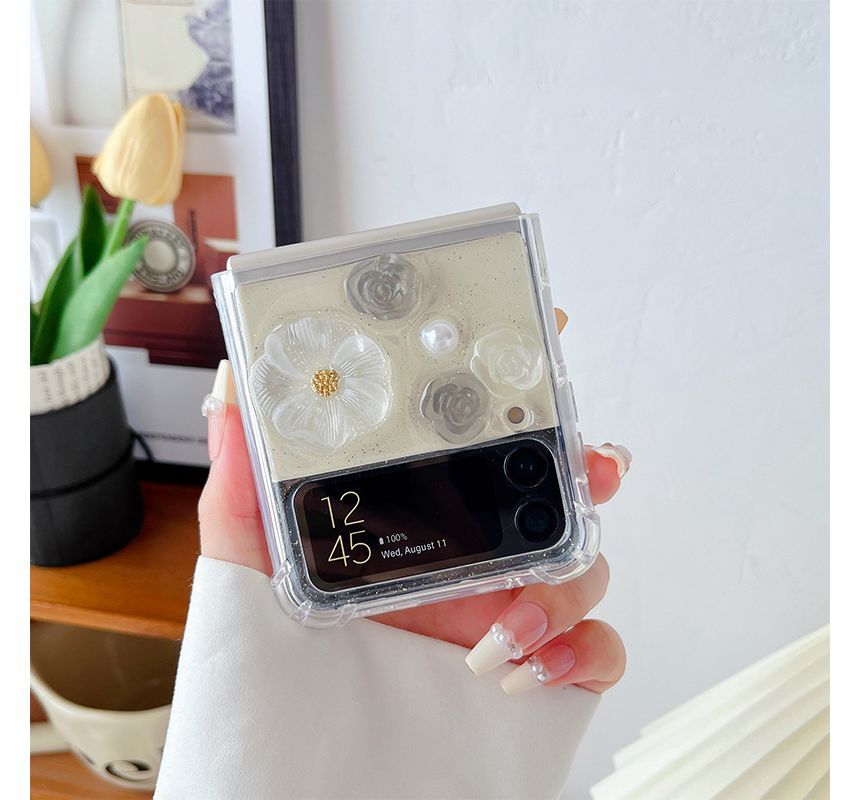 Floral Case Faux Pearl Phone