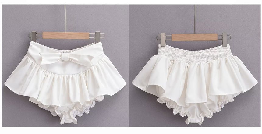 Mid Skirt Mini A-Line bow Plain Waist