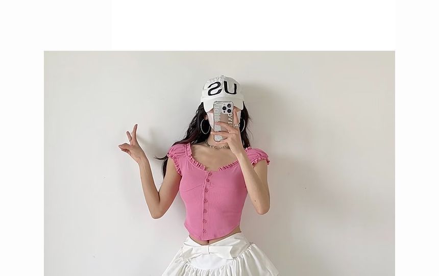 Mid Skirt Mini A-Line bow Plain Waist