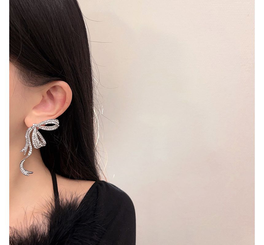 Bow Stud Earring Rhinestone