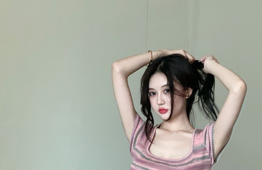 Dress Short-Sleeve Slim-Fit Mini Square-Neck Striped