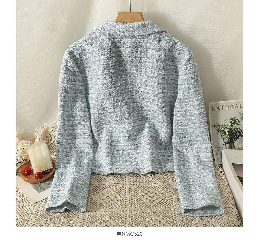 Double-Breasted Lapel Tweed Jacket