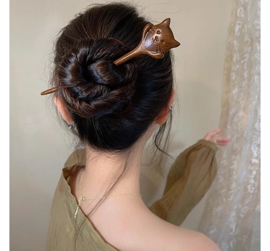 Designs) (Various Hair Stick Wooden Cat