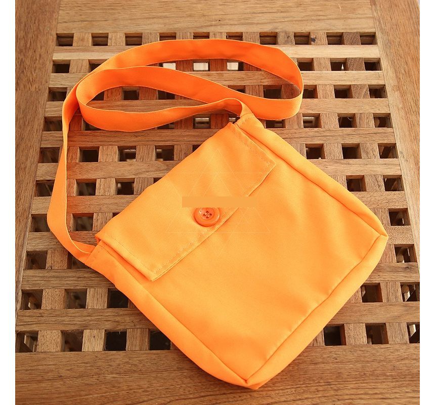 Crossbody Nylon Buttoned Plain Pouch