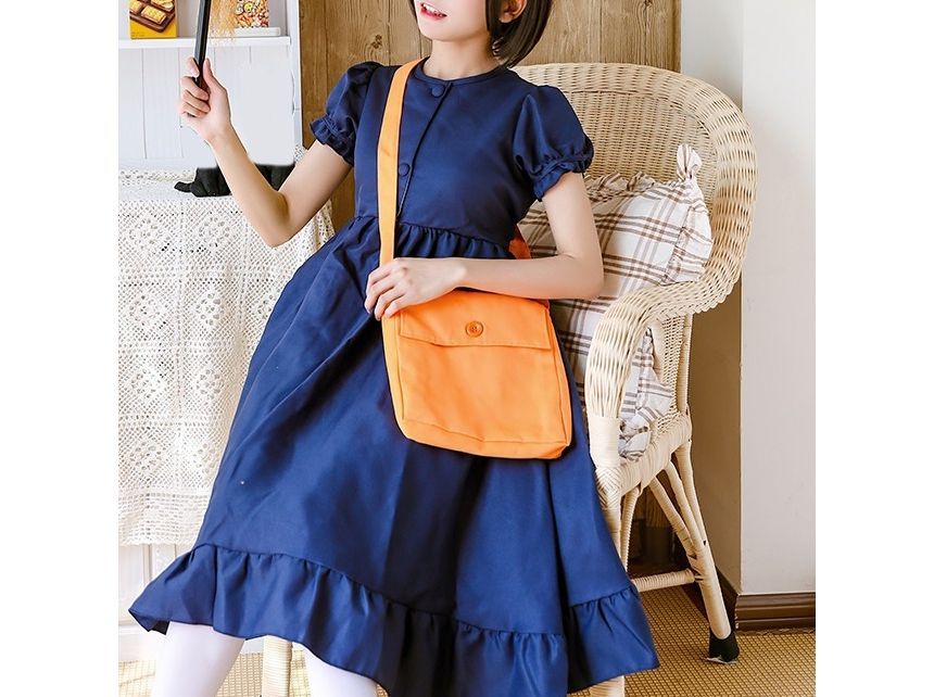 Pouch Crossbody Nylon Plain Buttoned