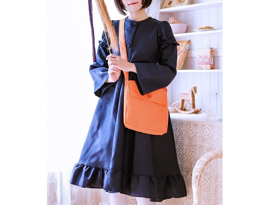 Crossbody Nylon Buttoned Plain Pouch