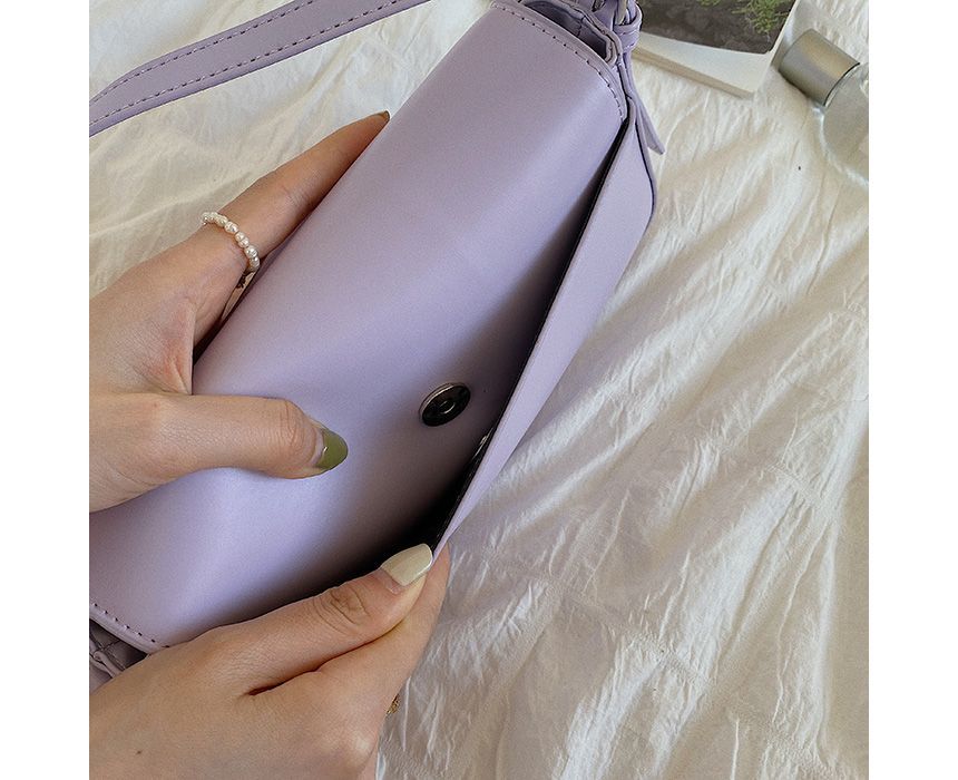 Faux Bag Flap Buckled Leather Shoulder