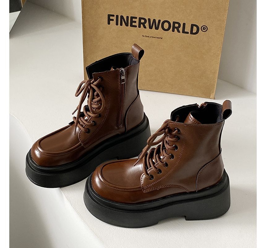 Boots Platform Up Short Lace