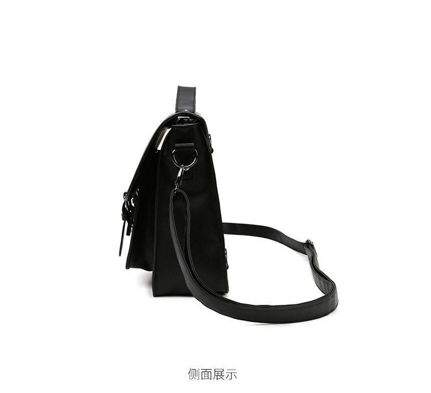 Multi-Pocket Faux Leather Satchel