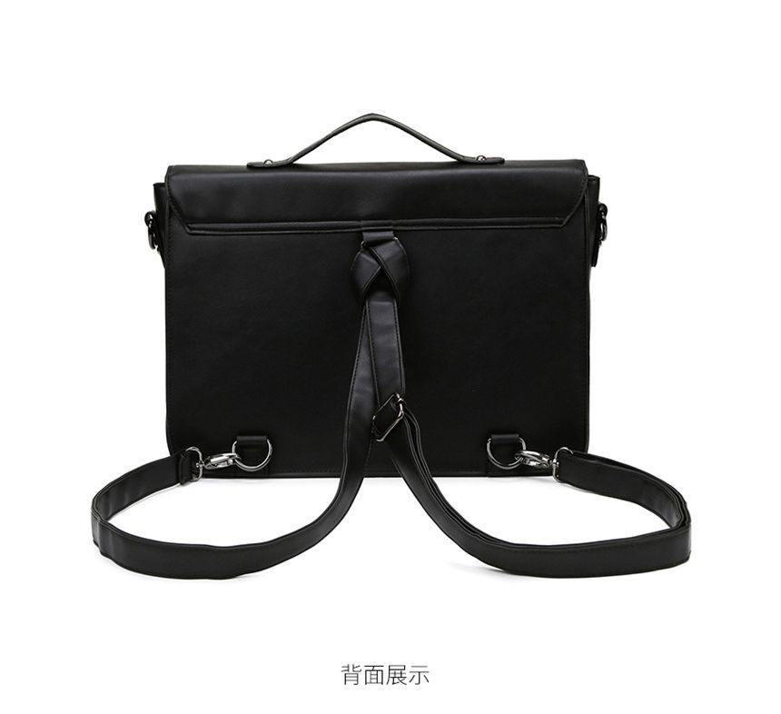 Multi-Pocket Faux Leather Satchel