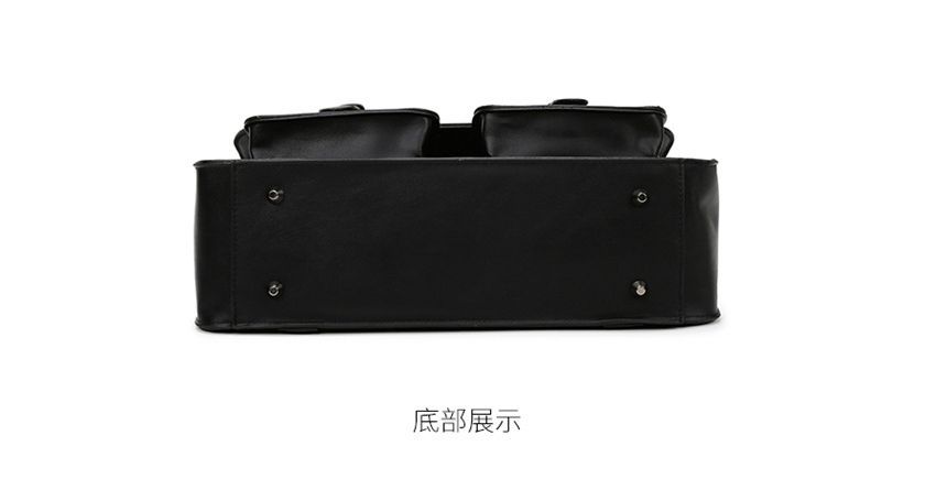 Multi-Pocket Faux Leather Satchel