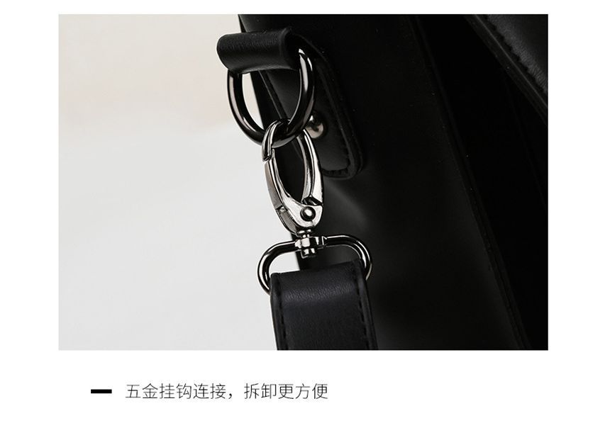 Multi-Pocket Faux Leather Satchel