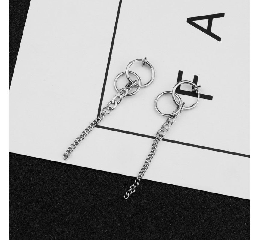 Chain Hoop Drop Earring / Clip-On Earring