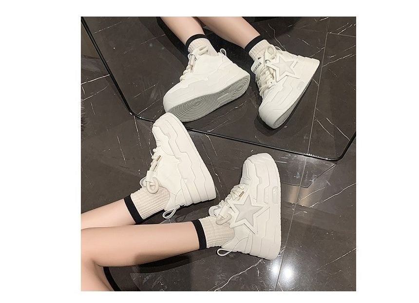 Applique Sneakers Star Platform Lace-Up