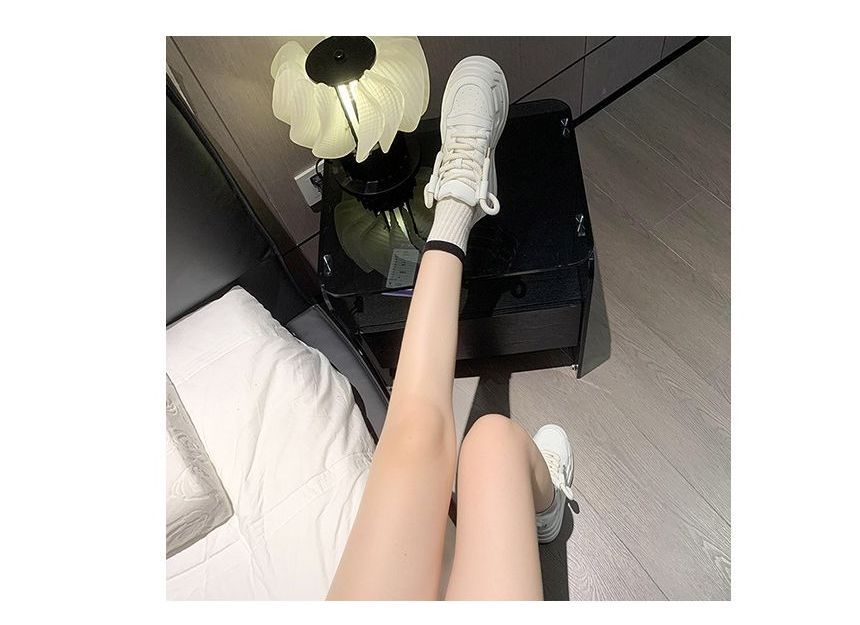 Lace-Up Applique Sneakers Platform Panda