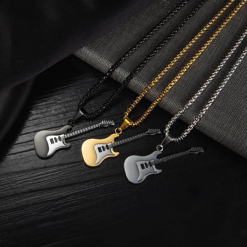 Guitar Stainless Steel Pendant / Necklace / Set (Various Designs)