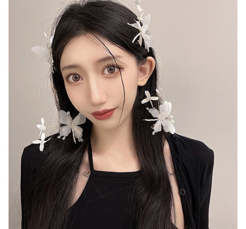 Clip Butterfly Gemstone Set Hair /