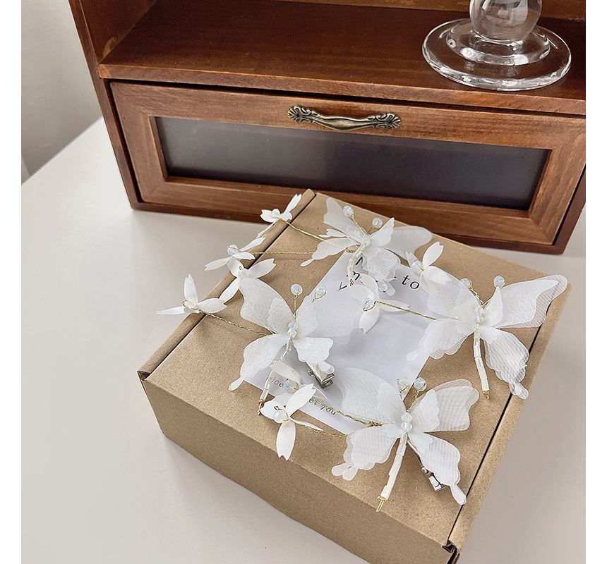 Clip Butterfly Gemstone Set Hair /