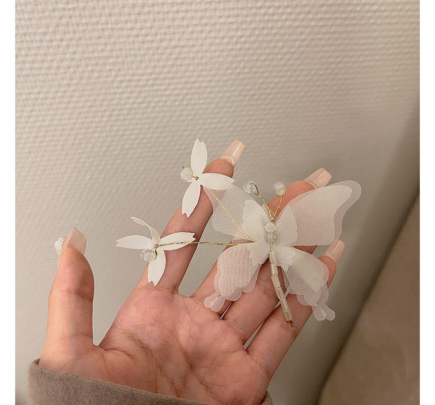 Clip Butterfly Gemstone Set Hair /