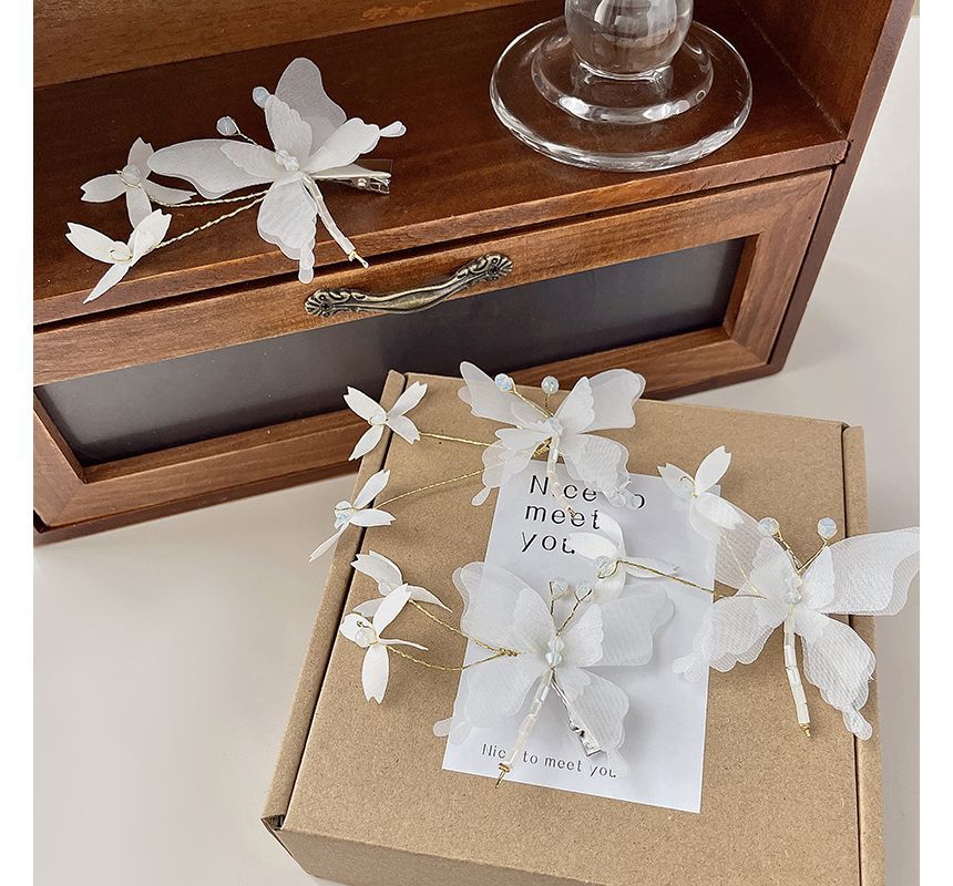 Clip Butterfly Gemstone Set Hair /