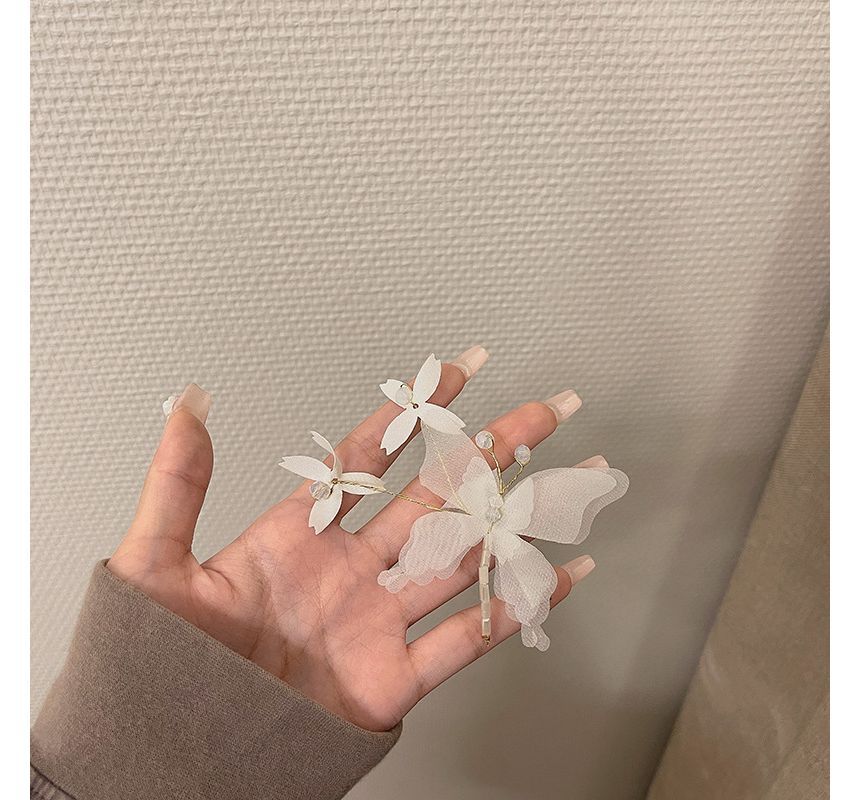 Clip Butterfly Gemstone Set Hair /