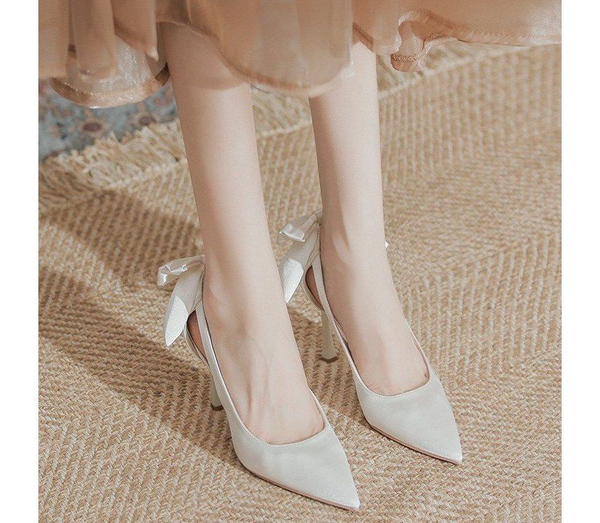 Cutout Stiletto Pumps Heel Bow