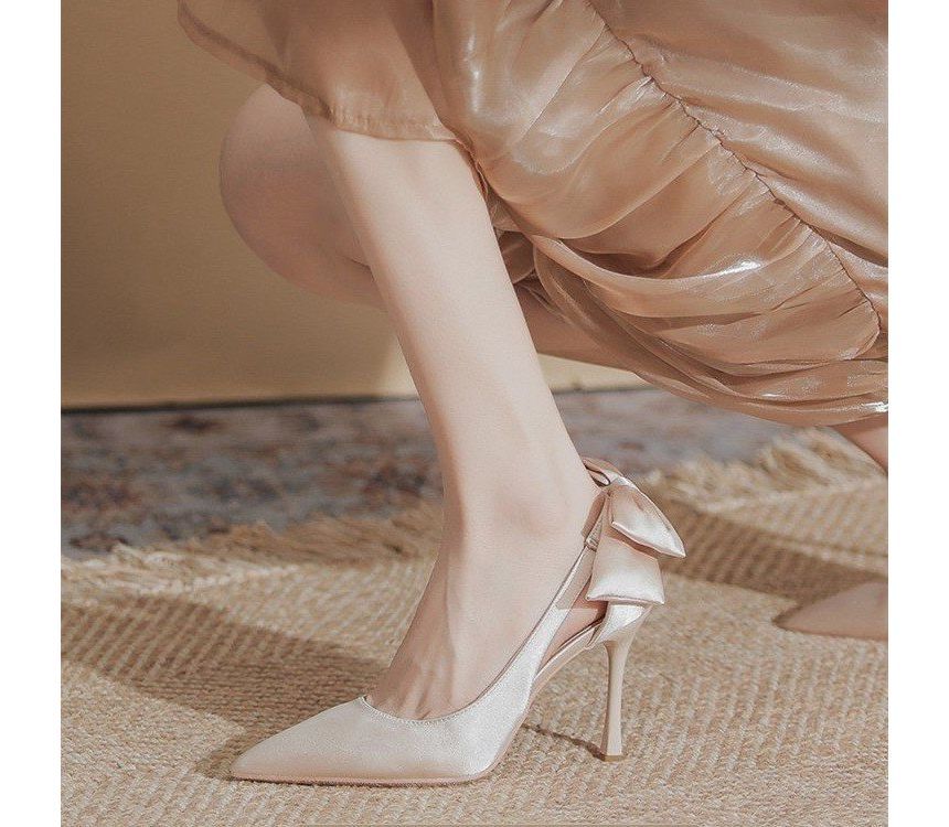 Cutout Stiletto Pumps Heel Bow