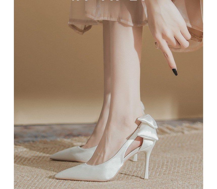 Cutout Stiletto Pumps Heel Bow