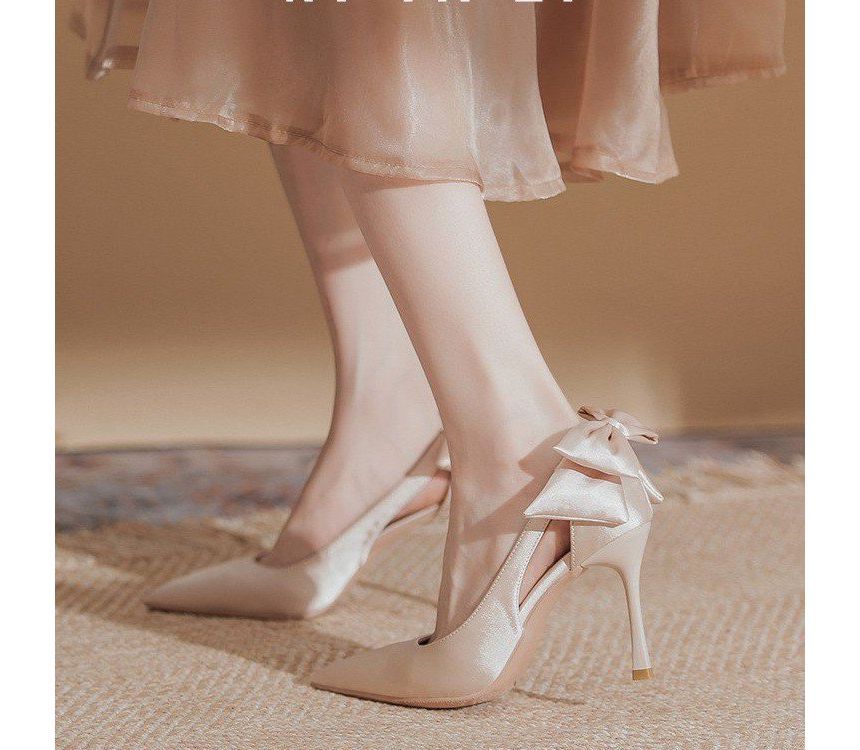 Cutout Stiletto Pumps Heel Bow