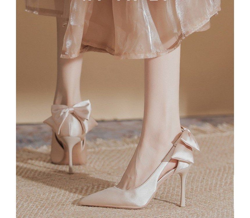 Cutout Stiletto Pumps Heel Bow