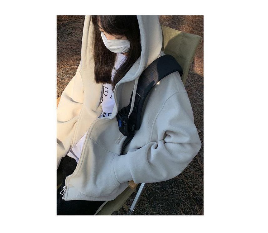 Hoodie Plain Oversized Zip